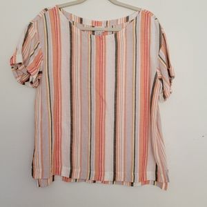 Linen short sleeve ertical stripes